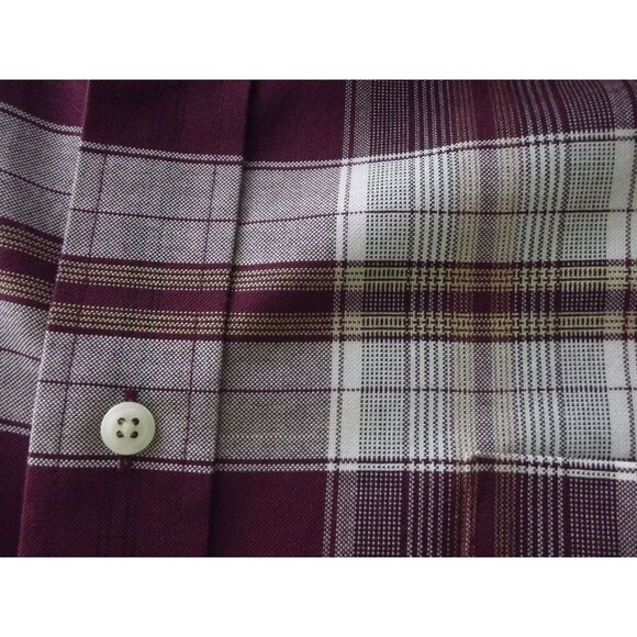 Towncraft Shirt Mens Sz Large Plaid Button-Up Long Sleeve Burgundy Wrinkle Free - Picture 5 of 11
